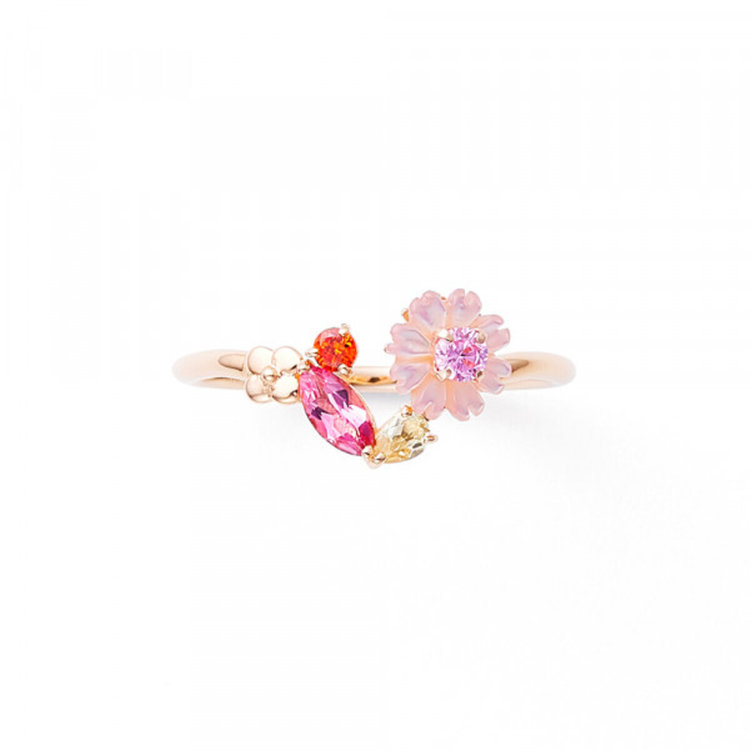 10月誕生花 K10 ピンクゴールド コスモス リング（指輪）